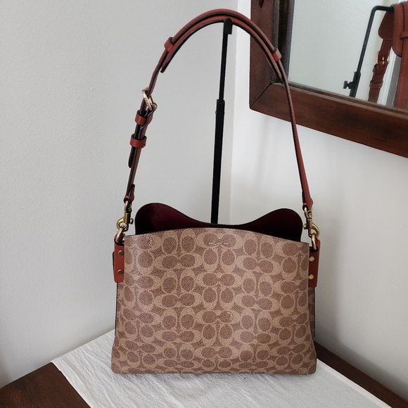 Coach Willow Shoulder Bag EUC Signature Tan/Rust - Picture 2 of 6